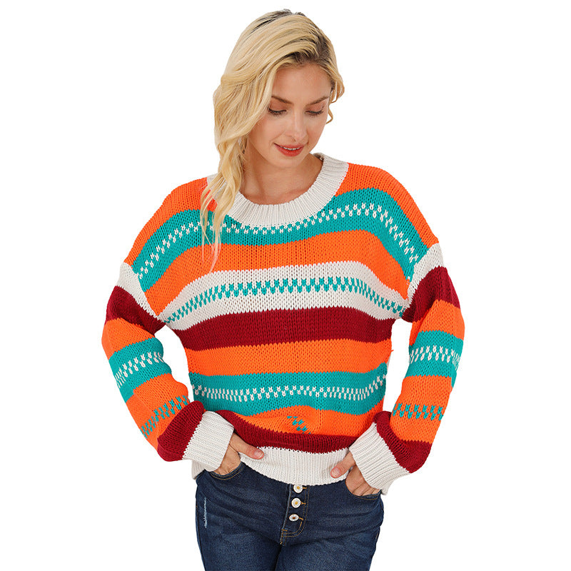 Loose Color Pullover Regular Sleeve Sweater