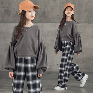 Girls' Suits Western Style Korean Children's Clothing Trendy Plaid Trousers Big Kids Bettertoshop.com