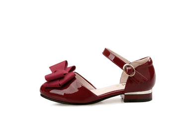 Hollow Velcro Patent Leather Shoes With Bow Bettertoshop.com