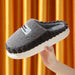 Home Slippers For Men Thick-soled Color-block Letters Fluffy Fleece  House Shoes Winter Indoor Warm Slip On Floor Bedroom Slipper Bettertoshop.com