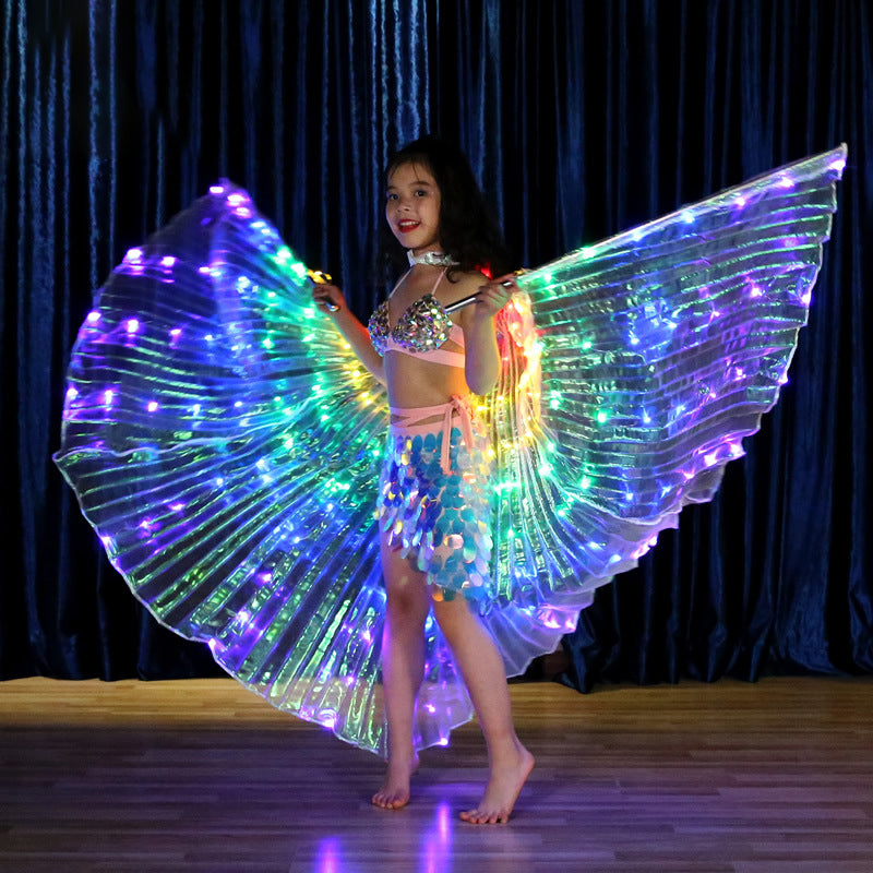 LED Butterfly Wings  Stage Performance Props  Dance Wings Light Up Wing Costume  Dance Wings Rainbow Colors With Stick Bettertoshop.com