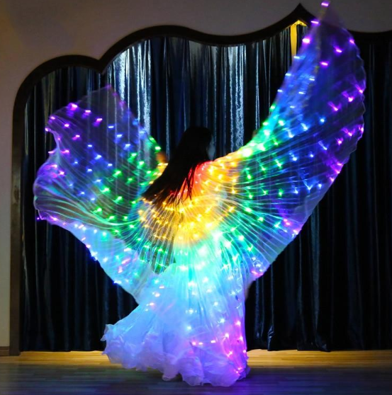 LED Butterfly Wings  Stage Performance Props  Dance Wings Light Up Wing Costume  Dance Wings Rainbow Colors With Stick Bettertoshop.com