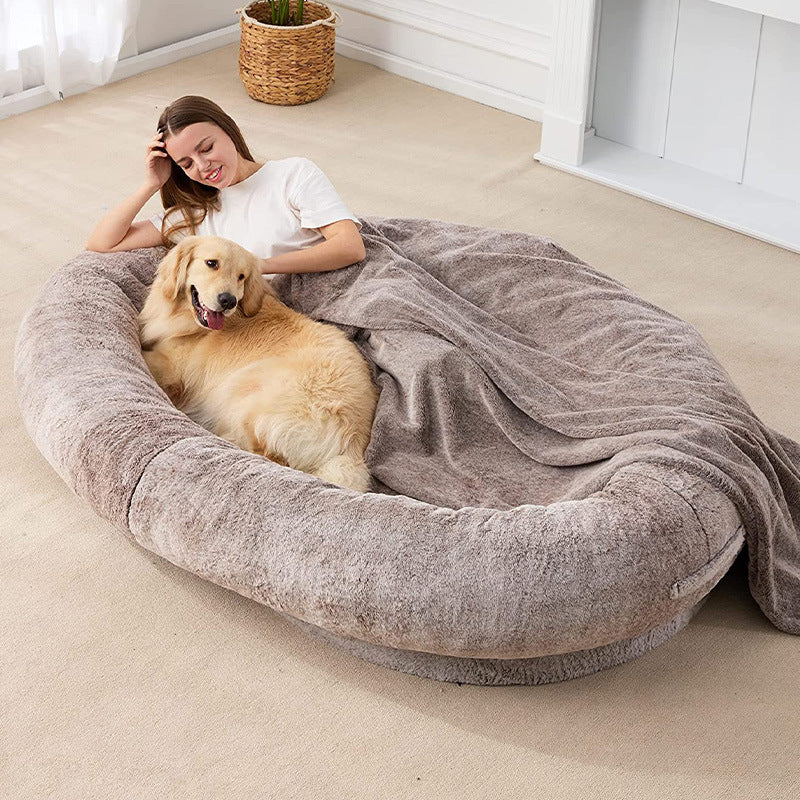 Large Human Short Plush Dog Bed Bettertoshop.com