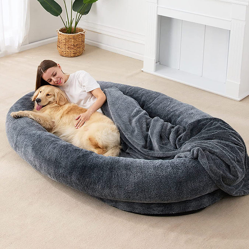 Large Human Short Plush Dog Bed Bettertoshop.com