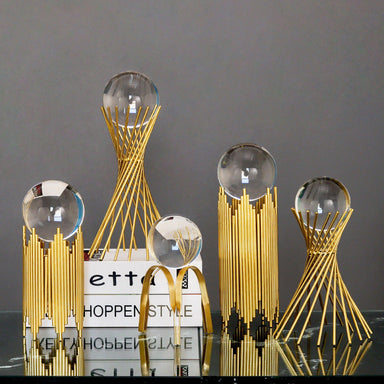 Nordic Light Luxury Metal Crystal Ball Ornaments Creative Home Decor Ornaments Abstract Shape Golden Iron Crafts Exquisite Gifts Bettertoshop.com