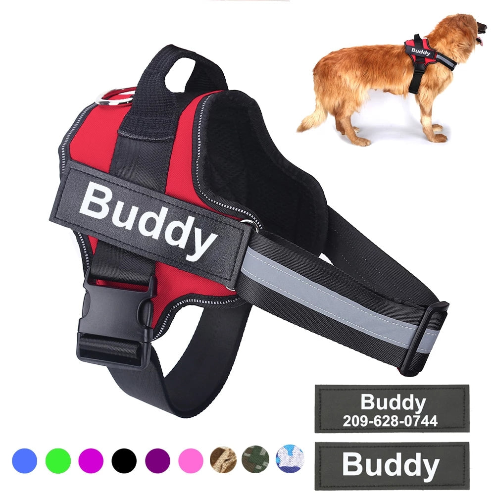 Personalized Dog Harness NO PULL Reflective Breathable Adjustable Pet Harness Vest For Small Large Dog Custom Patch Pet Supplies Bettertoshop.com