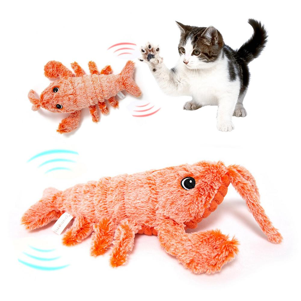 Pet Toys Electric Jumping Shrimp USB Charging Simulation Lobster Funny Cat Plush Pets Toy Bettertoshop.com