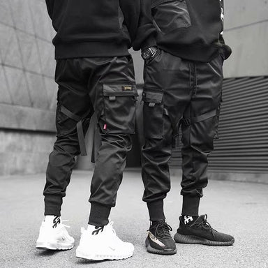 Ribbons Harem Joggers Men Cargo Pants Streetwear Hip Hop Casual Pockets Cotton Track Pants Bettertoshop.com