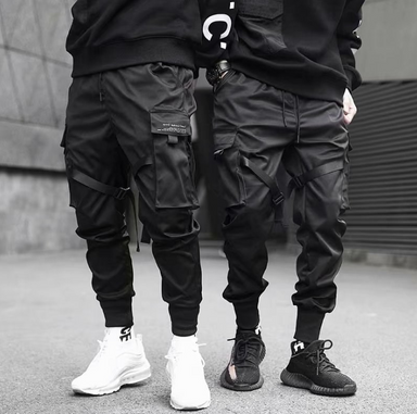 Ribbons Harem Joggers Men Cargo Pants Streetwear Hip Hop Casual Pockets Cotton Track Pants Bettertoshop.com