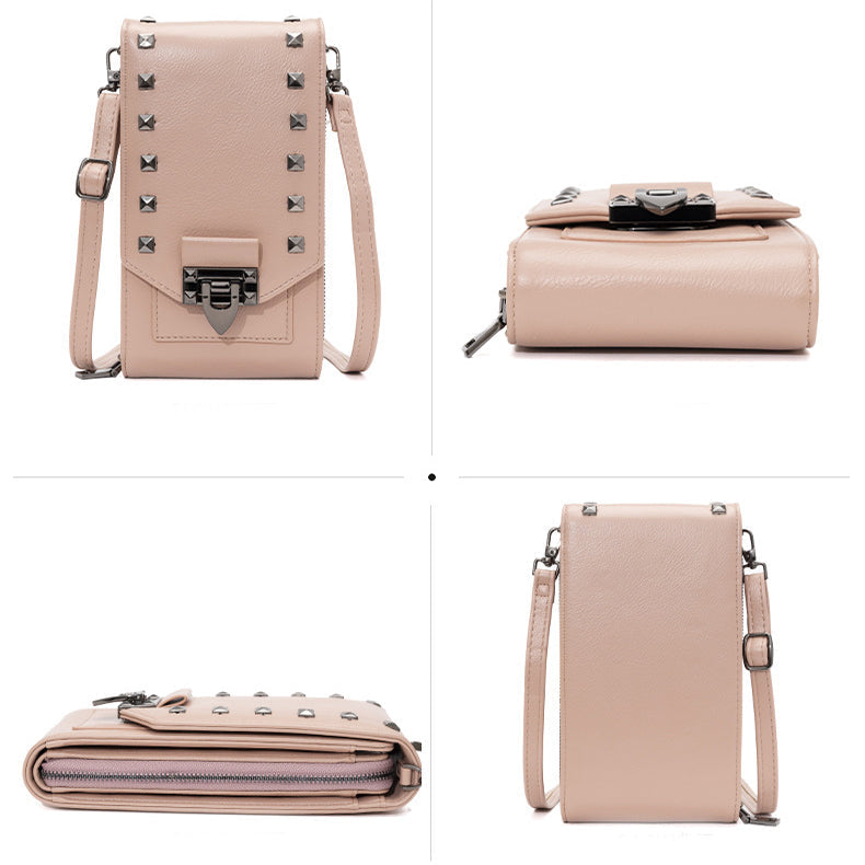 Rivet Design Shoulder Bags Mobile Phone Handbag Solid Color Crossbody Bags Women Bettertoshop.com