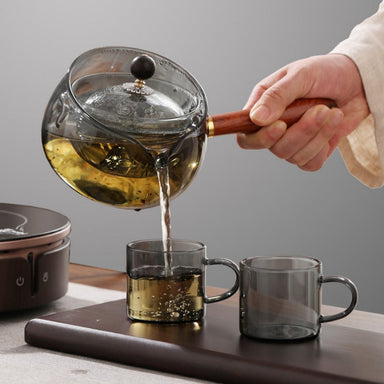 Semi-automatic Rotary Heat-resistant Glass Teapot Lazy Tea Making With Infuser And Wooden Handle Office Home Accessories Kitchen Gadgets Bettertoshop.com