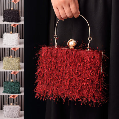 Tassel Handbags Women Dress Party Evening Bag Fashion Luxury Designer Square Bags Crossbody Shoulder Bag Ladies Bettertoshop.com