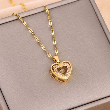 Valentines Day Gift Double-layer Smart Love Pendant Titanium Steel Necklace Fashion Jewelry Woman Bettertoshop.com