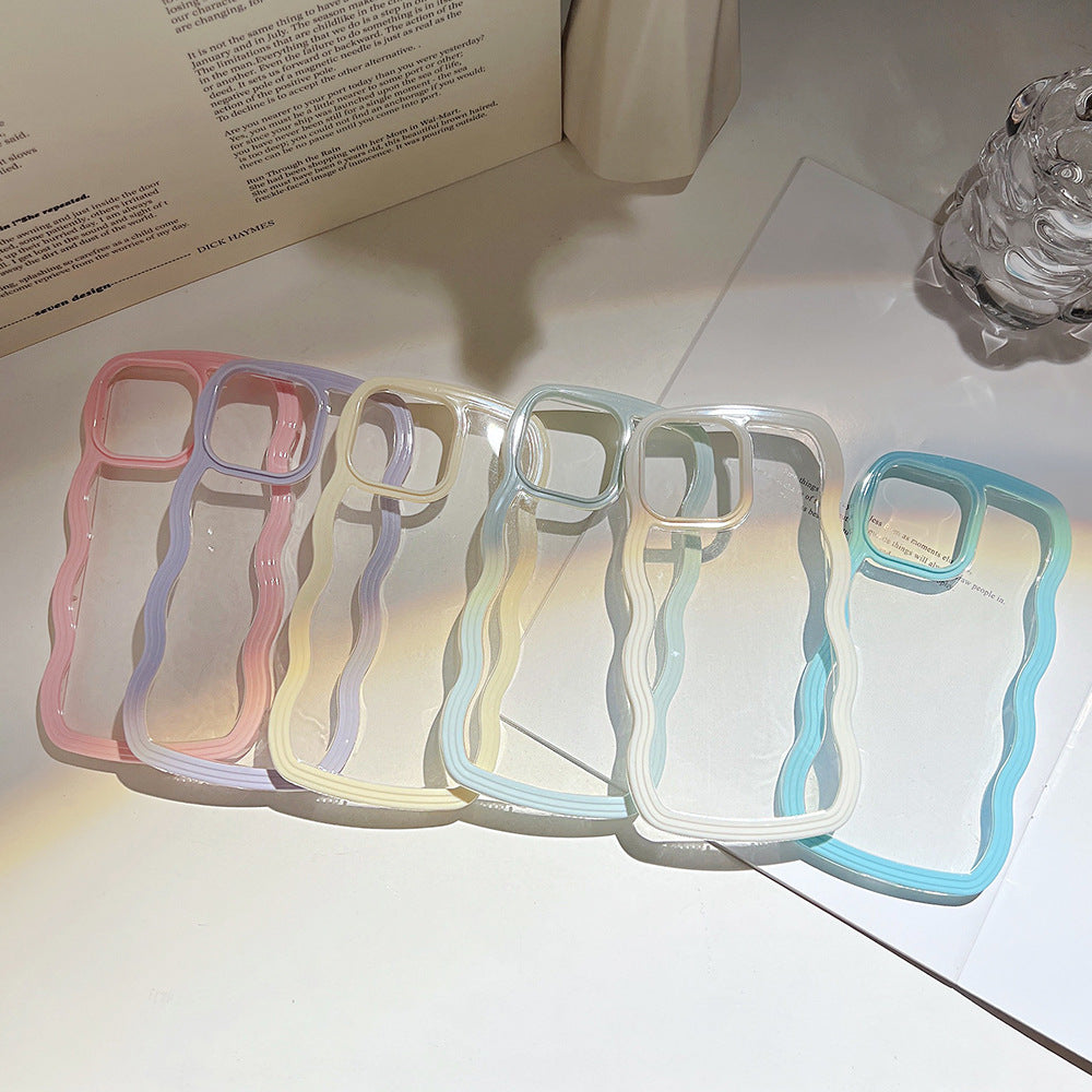 Wave Border Mobile Phone Case Solid Color Simple Candy Color Bettertoshop.com