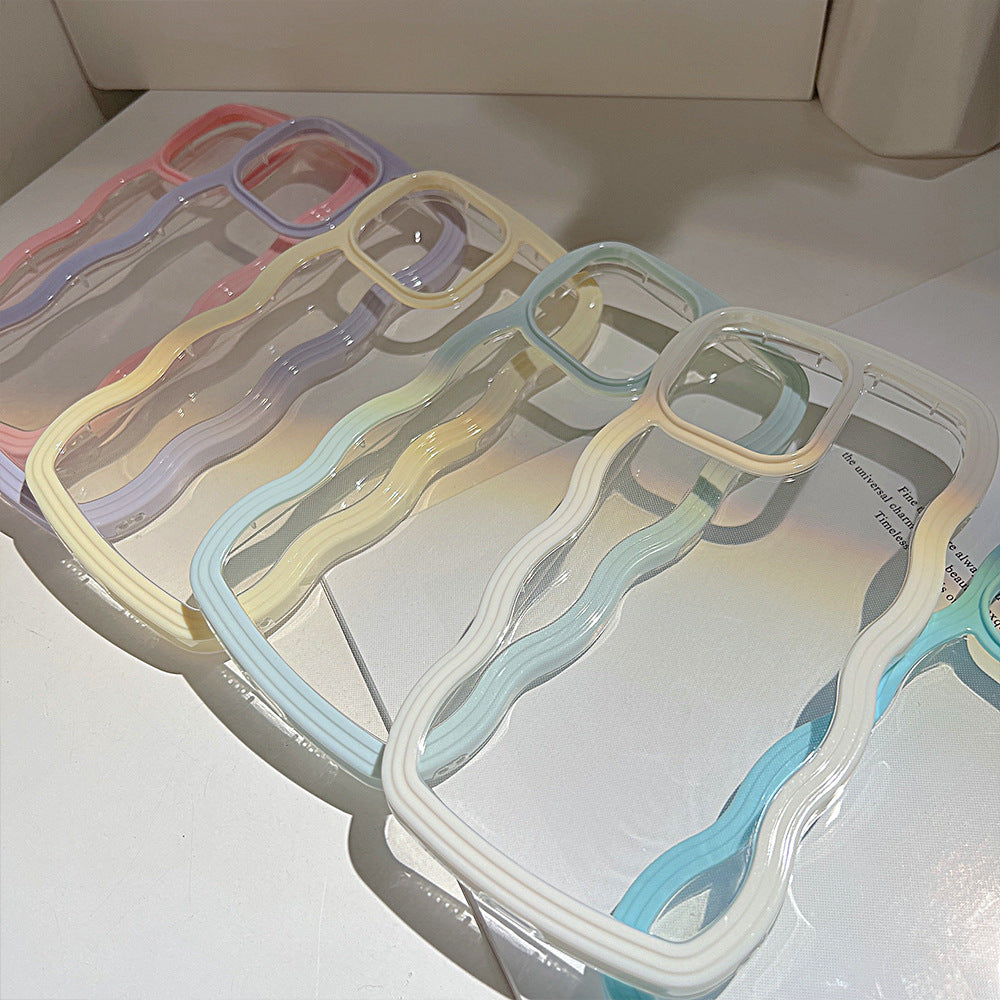 Wave Border Mobile Phone Case Solid Color Simple Candy Color Bettertoshop.com