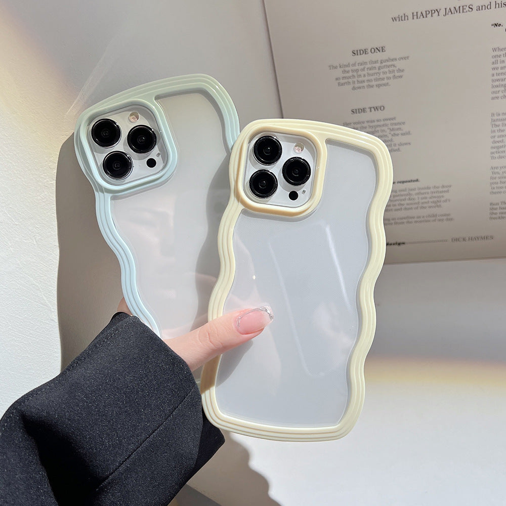 Wave Border Mobile Phone Case Solid Color Simple Candy Color Bettertoshop.com