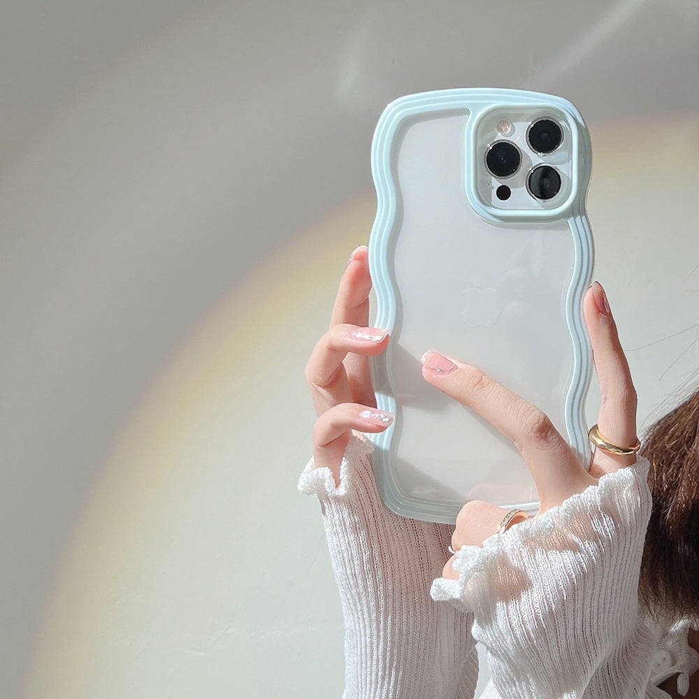 Wave Border Mobile Phone Case Solid Color Simple Candy Color Bettertoshop.com