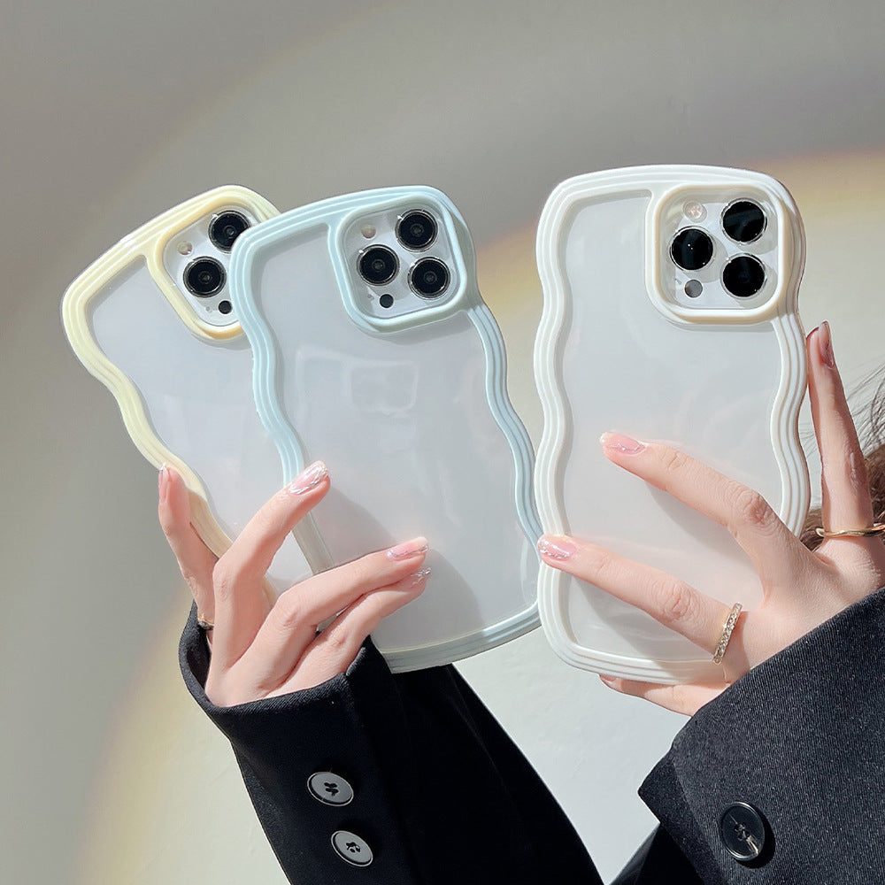 Wave Border Mobile Phone Case Solid Color Simple Candy Color Bettertoshop.com