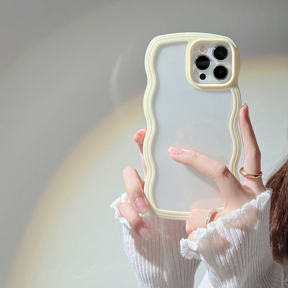 Wave Border Mobile Phone Case Solid Color Simple Candy Color Bettertoshop.com