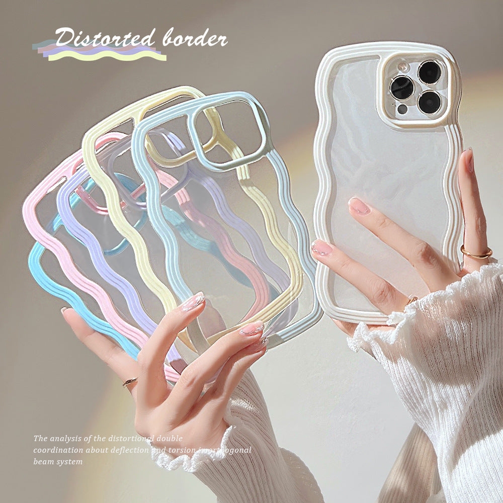 Wave Border Mobile Phone Case Solid Color Simple Candy Color Bettertoshop.com
