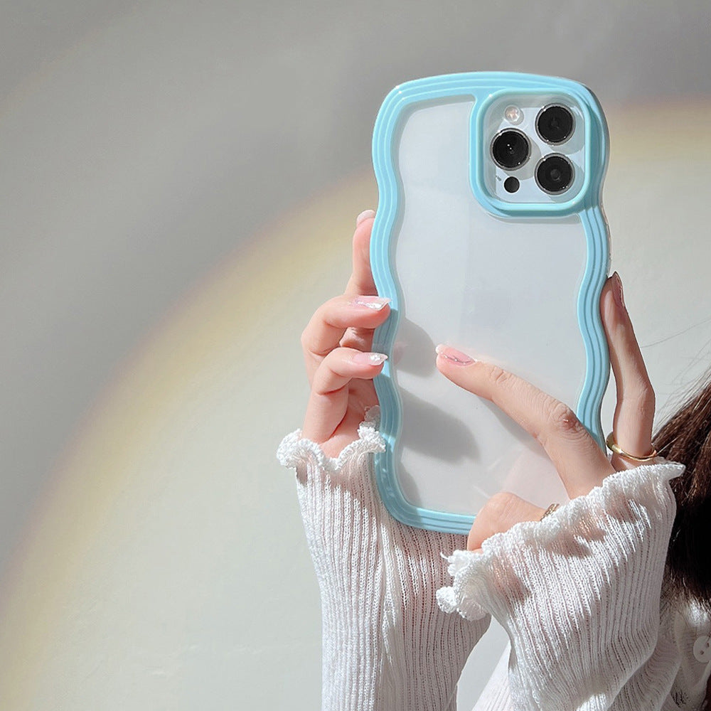 Wave Border Mobile Phone Case Solid Color Simple Candy Color Bettertoshop.com