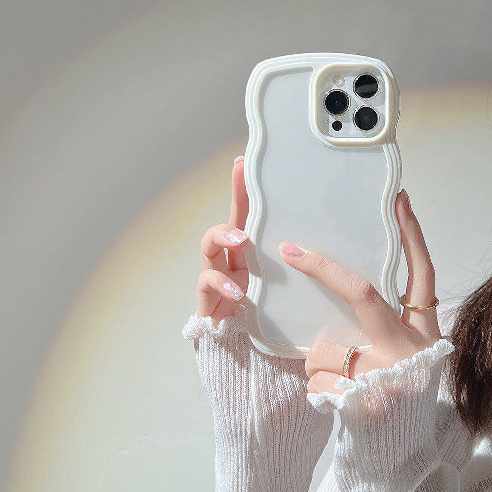 Wave Border Mobile Phone Case Solid Color Simple Candy Color Bettertoshop.com
