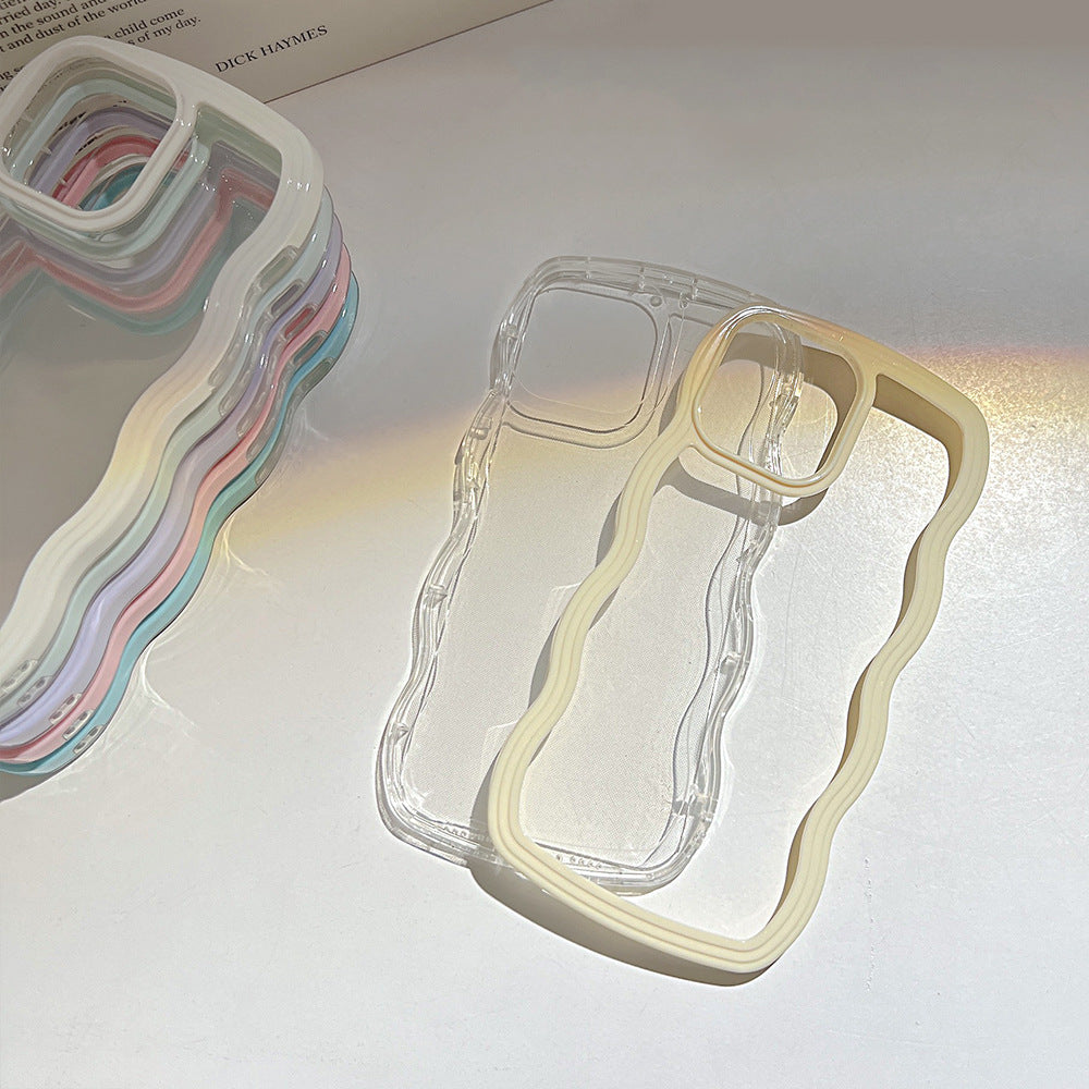 Wave Border Mobile Phone Case Solid Color Simple Candy Color Bettertoshop.com