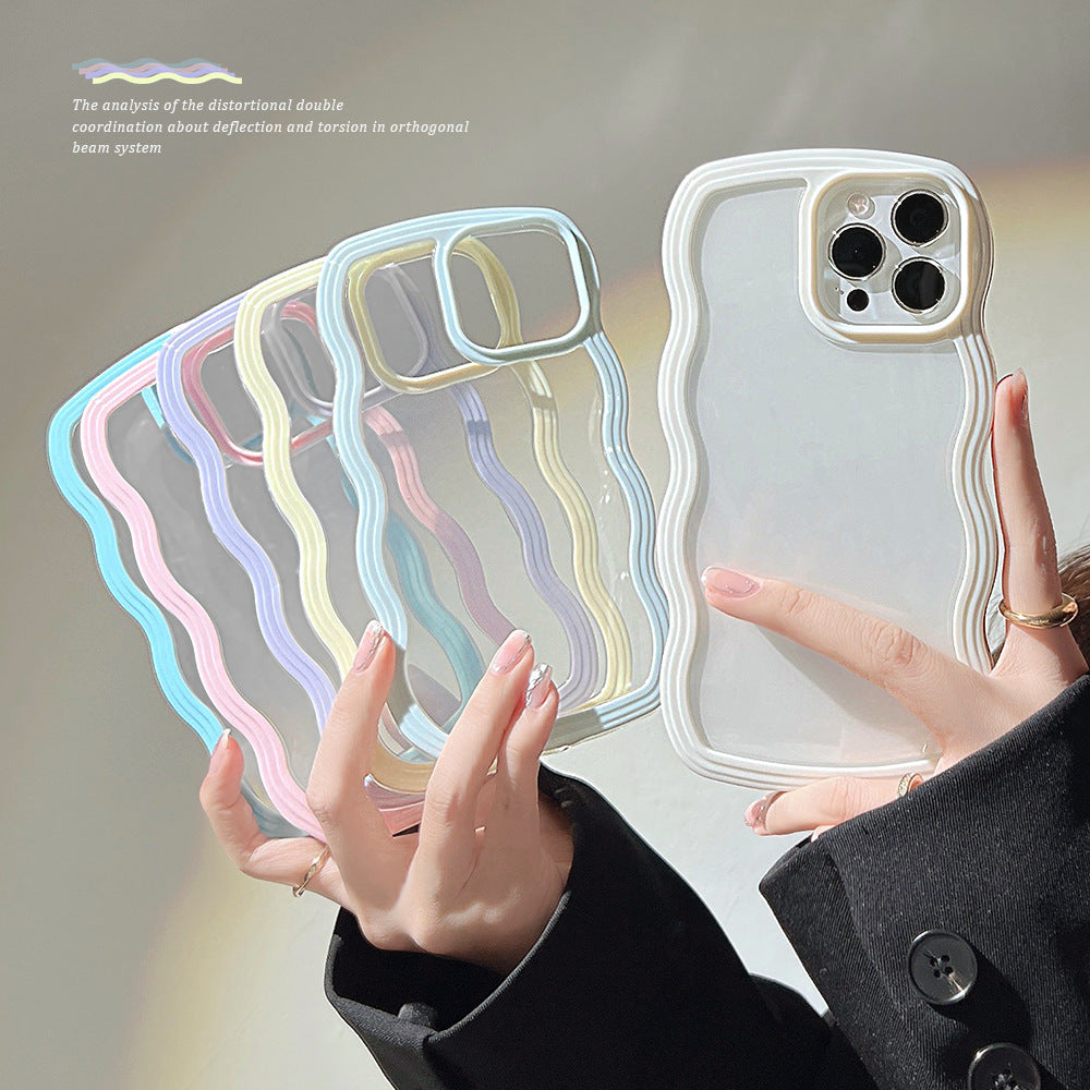 Wave Border Mobile Phone Case Solid Color Simple Candy Color Bettertoshop.com