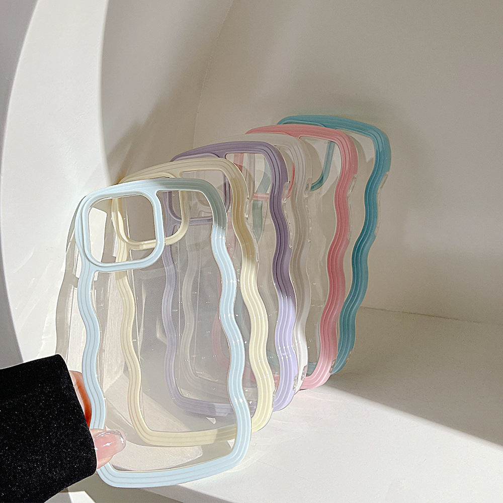 Wave Border Mobile Phone Case Solid Color Simple Candy Color Bettertoshop.com