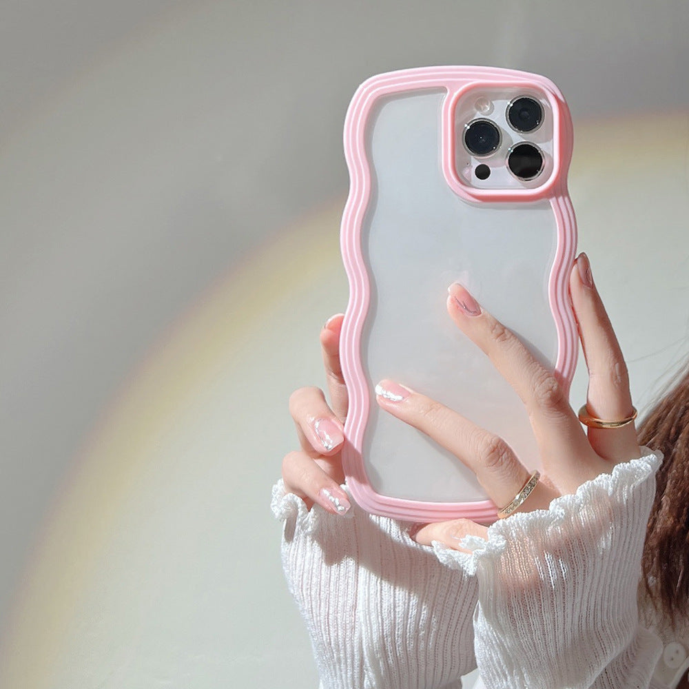 Wave Border Mobile Phone Case Solid Color Simple Candy Color Bettertoshop.com