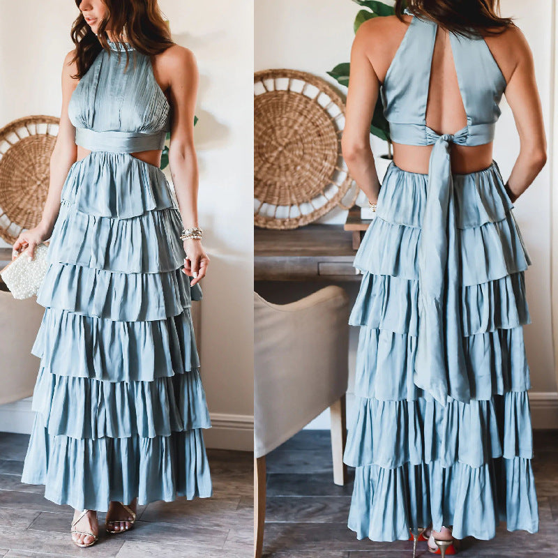 Women Clothing Solid Color Patchwork Cake Dress Bettertoshop.com