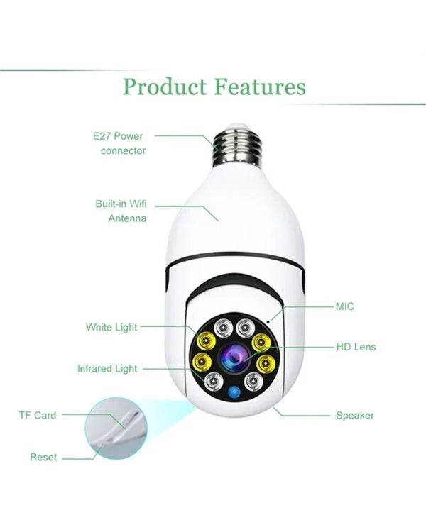 Wireless Wifi Bulb Security Camera